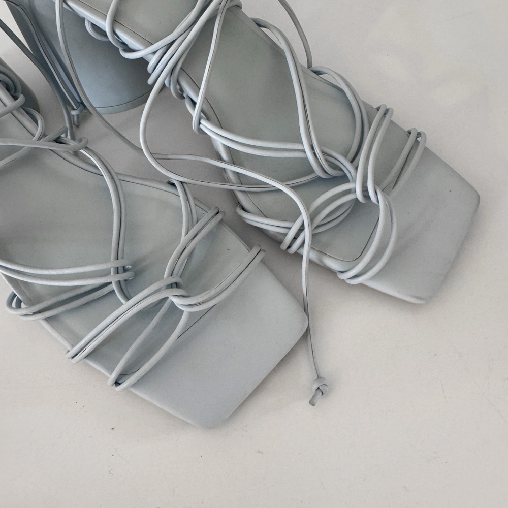 OAK + FORT • Strappy Thick Heel Sandal in Light Blue - Picture 6 of 16